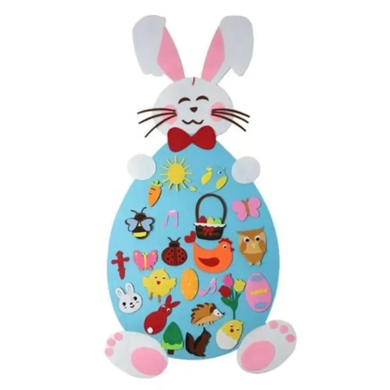 Diy Felt Bunny Creative Puzzle Wall Stickers Kids Tic Tac Toe Wall Sticker Toys Holiday Bunny Hanging Felt Easter Bunny