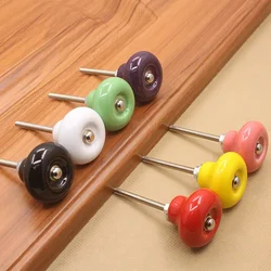 Furniture cabinet door ceramic handle drawer cabinet Shoe cabinet door European modern simple single-hole circular handle