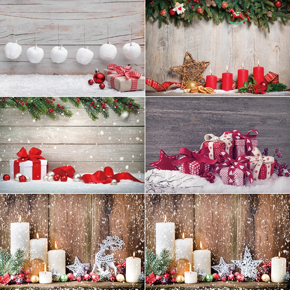 

MOON.QG 2025 Christmas Photography Backdrop Candle Wooden Wall Snowflake Photocall Background Children Studio Photocall Supplies