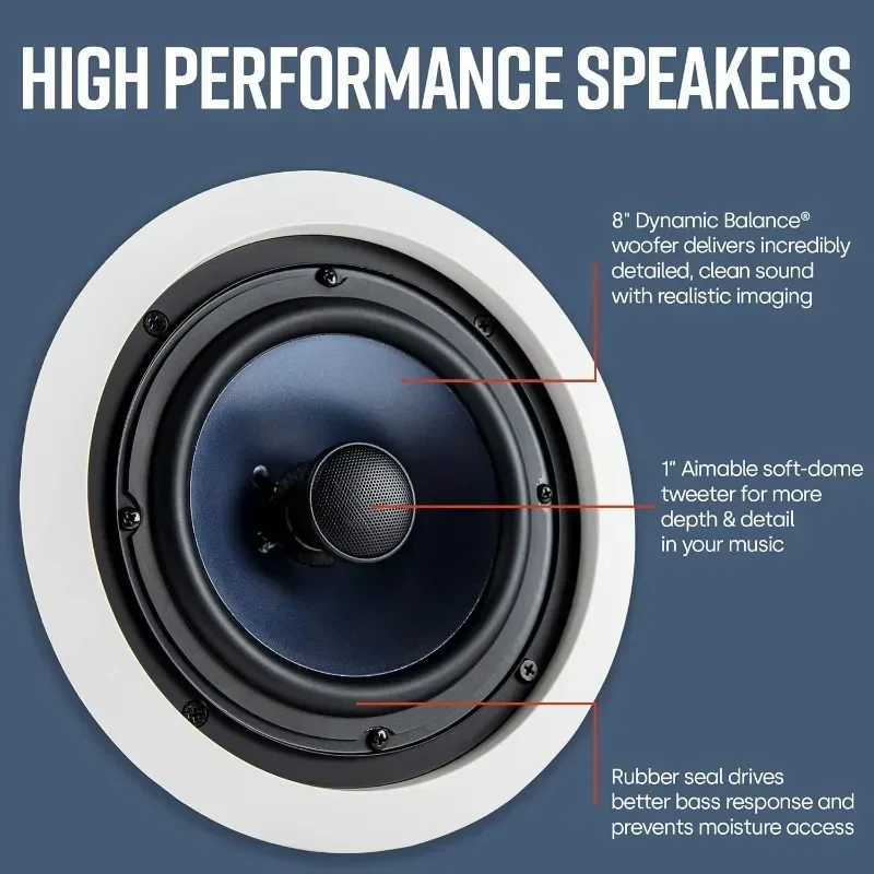 

Audio RC80i 2-way Premium In-Ceiling 8" Round Speakers, Set of 2 Perfect for Damp and Humid Indoor/Outdoor Placement