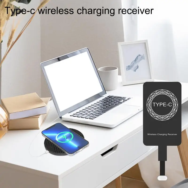 Wireless Charger Receiver Type C Fast Wireless Charging Adapter Slim Receiver Adapter Phone Wireless Charge Safe Effective