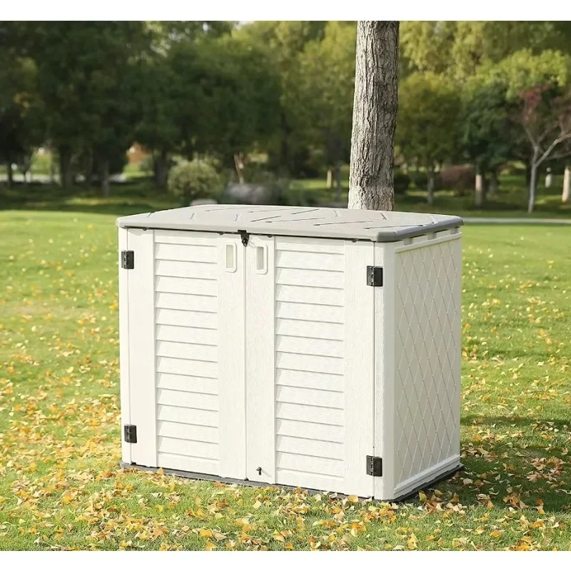 

Sustainable Single Outdoor Storage Shed Kit Resin Horizontal Storage Box with Wood-Plastic Frame Rot Proof for Garden Use