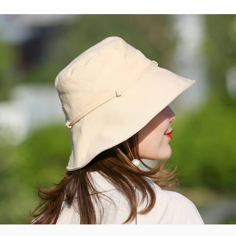 

Summer Big Beach Sun Hat Large Brim Women Outdoor Bucket Hats H made Wide Brim Breathable Cotton UV Protection Hiking Camping