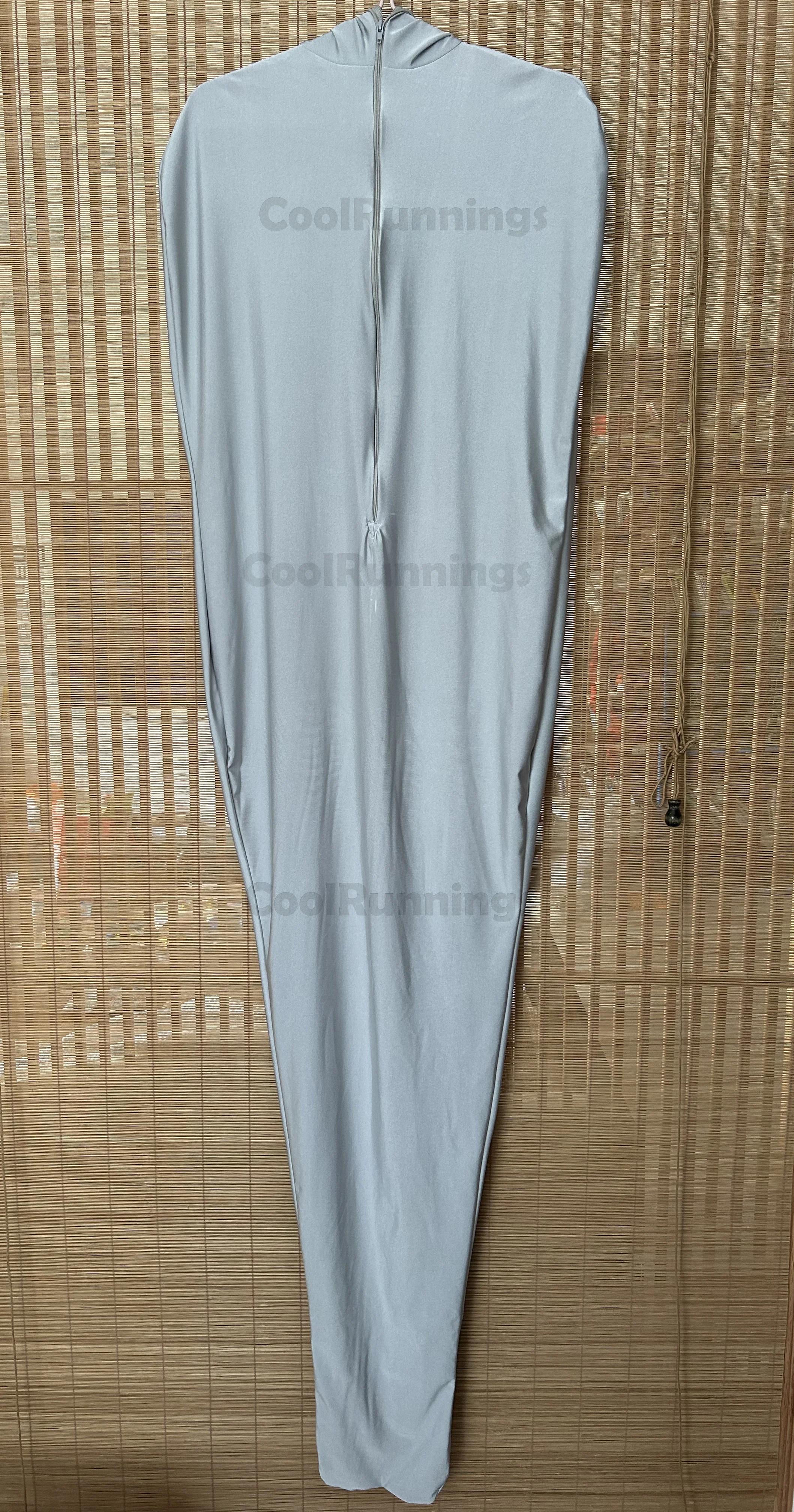 Full Face Mummy Unisex Cosplay Stage Spandex Zentai Body Sleeping Bag With Internal Sleeves - Back zipper
