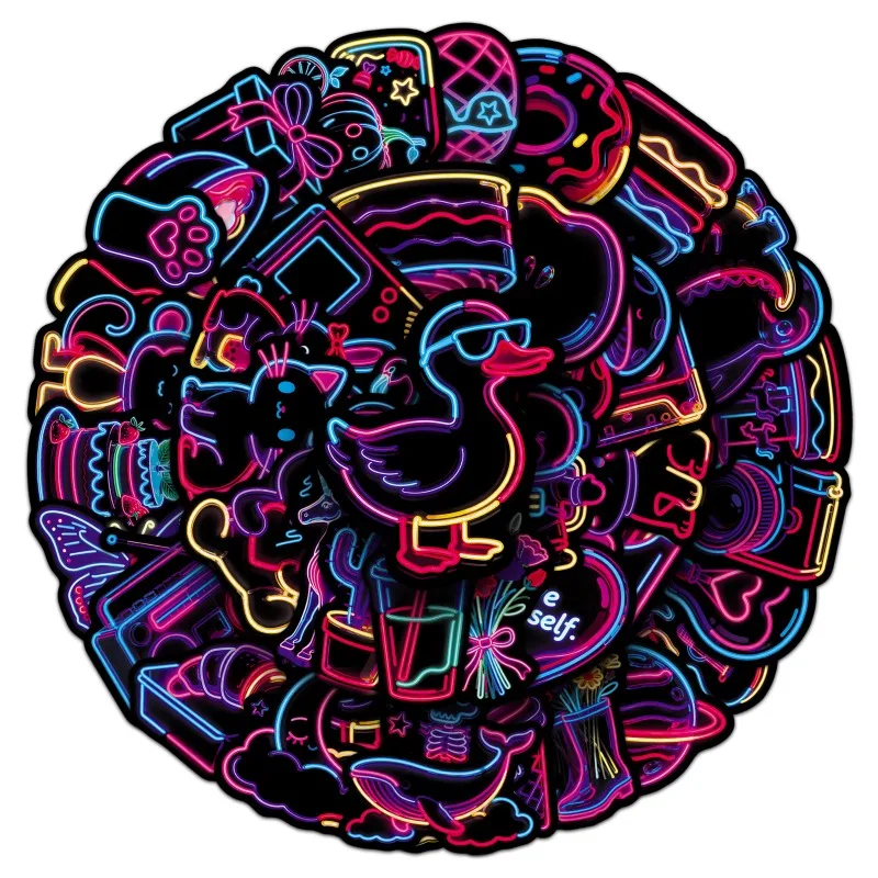 50PCS Cartoon Personality Neon Creative Graffiti Decorative Stickers