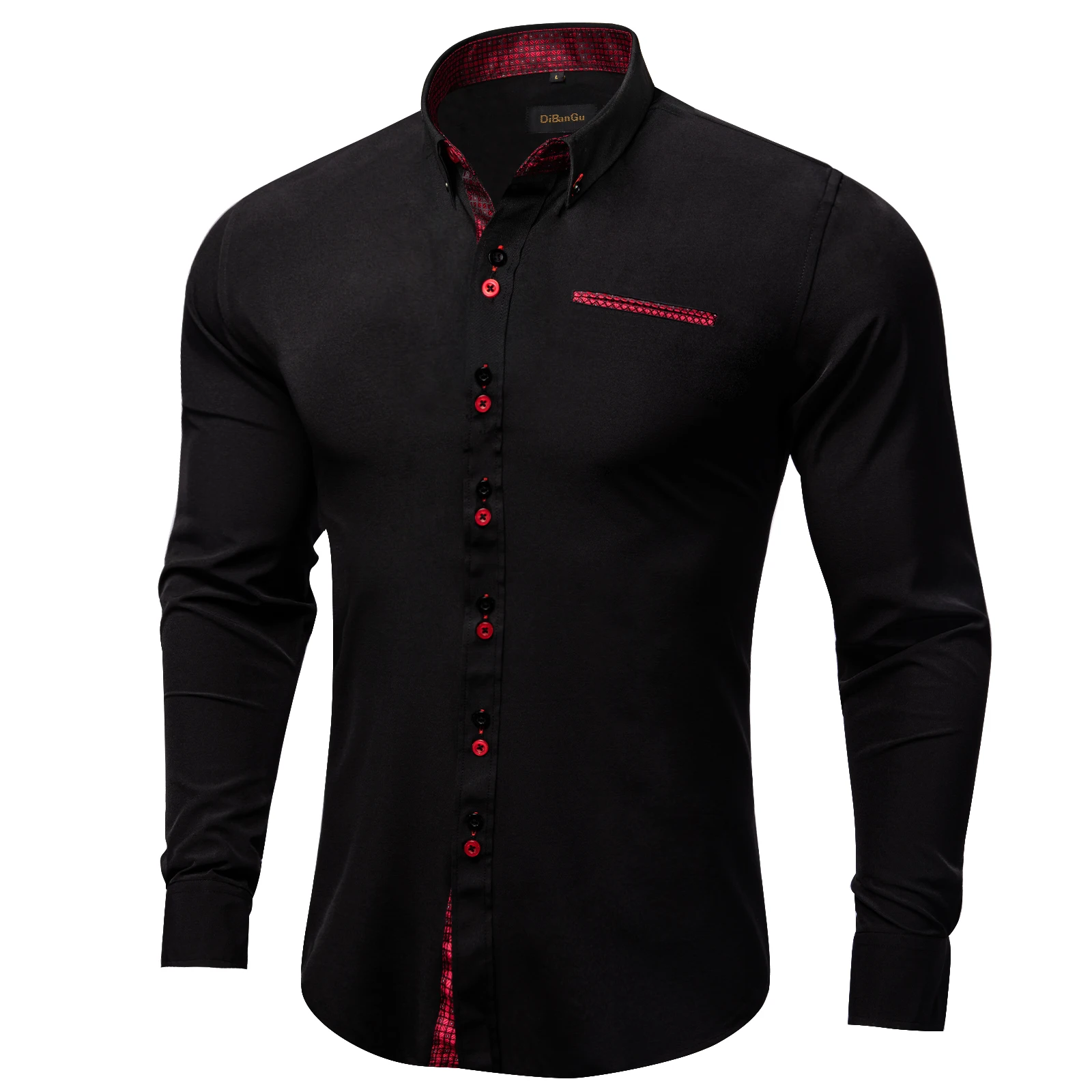 Mens Fashion Button Down Dress Shirt, Paisley Pattern Contrast Cuffs & Collar, Dual Color Buttons, Chest Pocket, Casual SlimTops