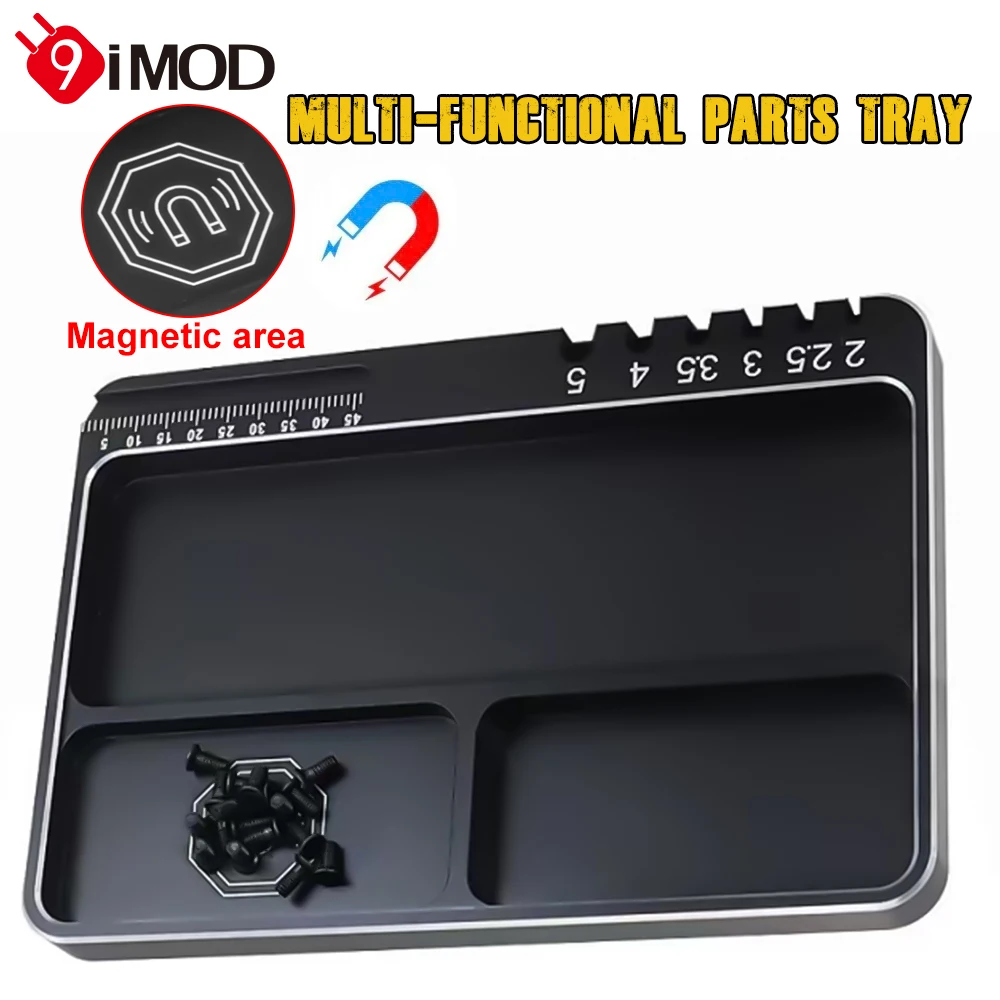 9IMOD Schroefopbergvak Maatregel 2/2.5/3/3.5/4/5MM Diameter Magnetisch ontwerp Schroef- en onderdelenbak Multifunctionele onderdelenbak