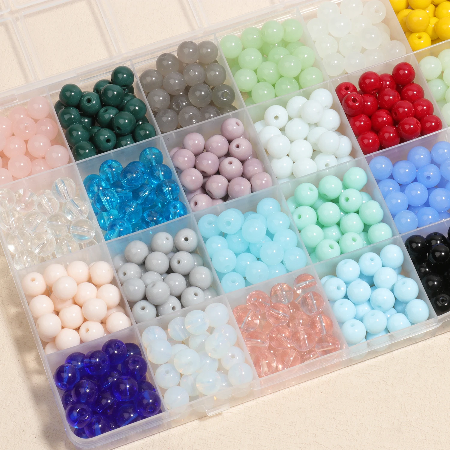 50pcs/pack 8mm Mixed Glass Crystal Stone Beads Round Loose Quartzs Beads Charms Needlework Jewelry Making Bracelet DIY Supplies