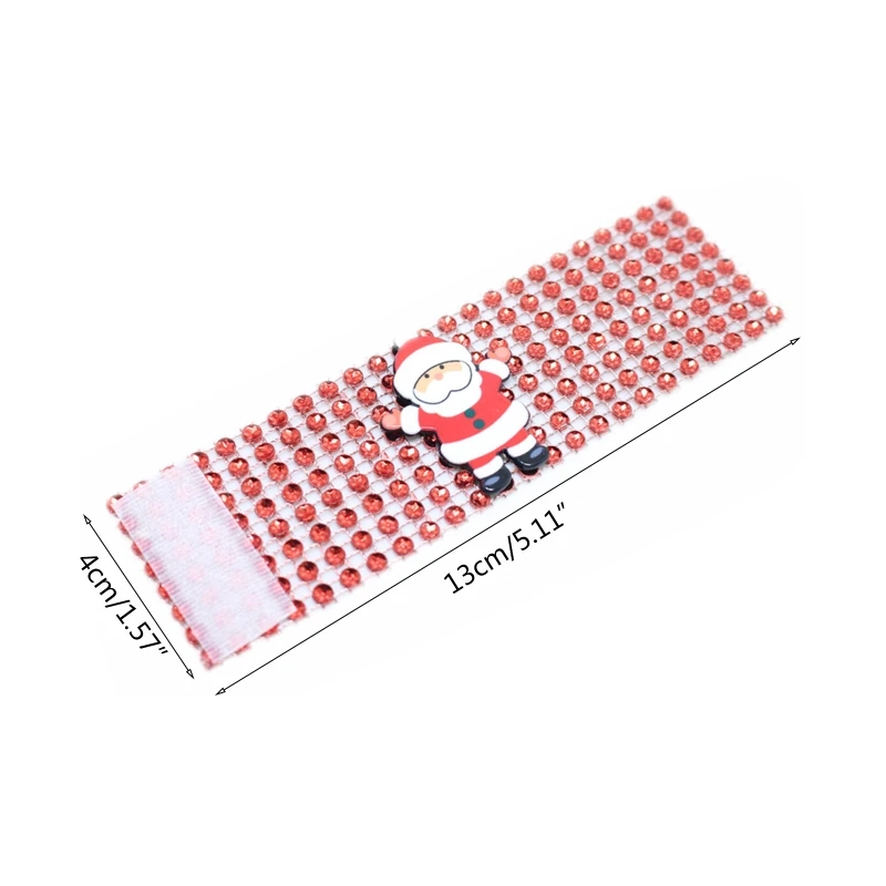 10Pcs Christmas Cartoon Santa Napkin Rings Holder 8 Rows Shiny Diamond for Rhinestone Buckles for Xmas Party Decor