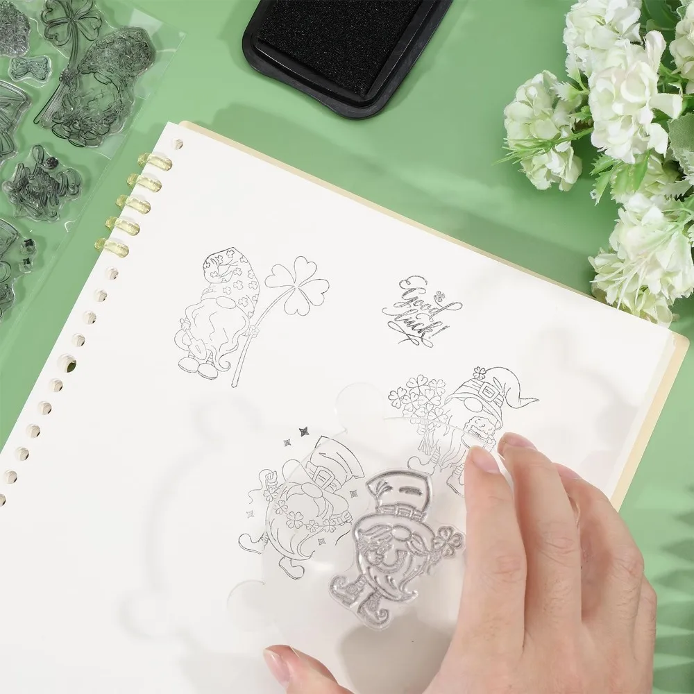 جنوم سيليكون واضح Stamps قزم ختم شفاف لعيد القديس باتريك عيد الميلاد عيد الميلاد عيد الحب بطاقات صنع #5