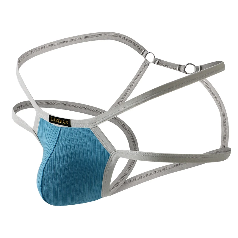 

Men's Double Strap Thong with Large Pouch Cotton Hollow See through Breathable Sexy Underwear for Comfortable Support