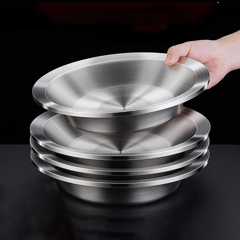 

304 stainless steel plate dish household 2021 new ins wind soup plate dish western-style food plate