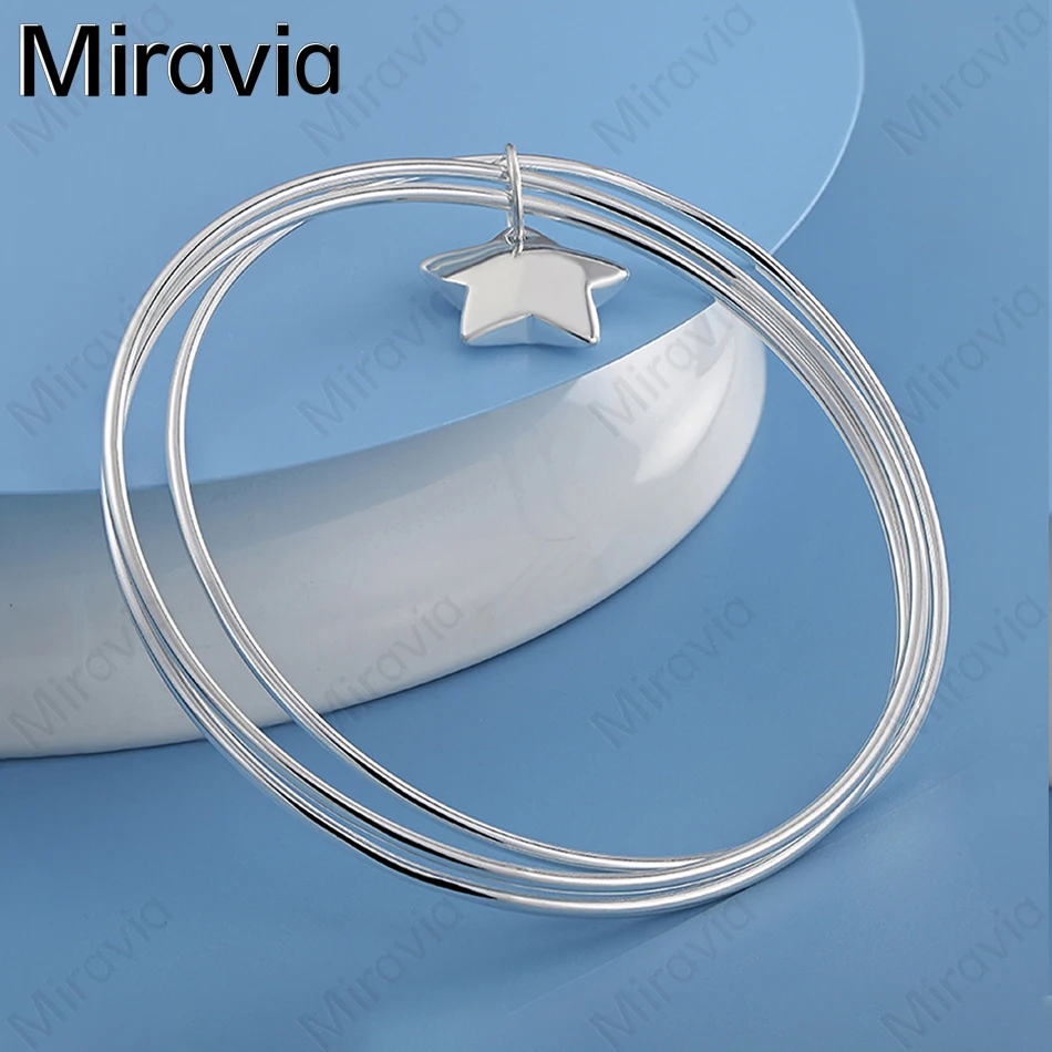 

GDREAM 925 Sterling Silver Three-Ring Star Bracelet For Women - Vintage Elegant And Noble Party Jewelry