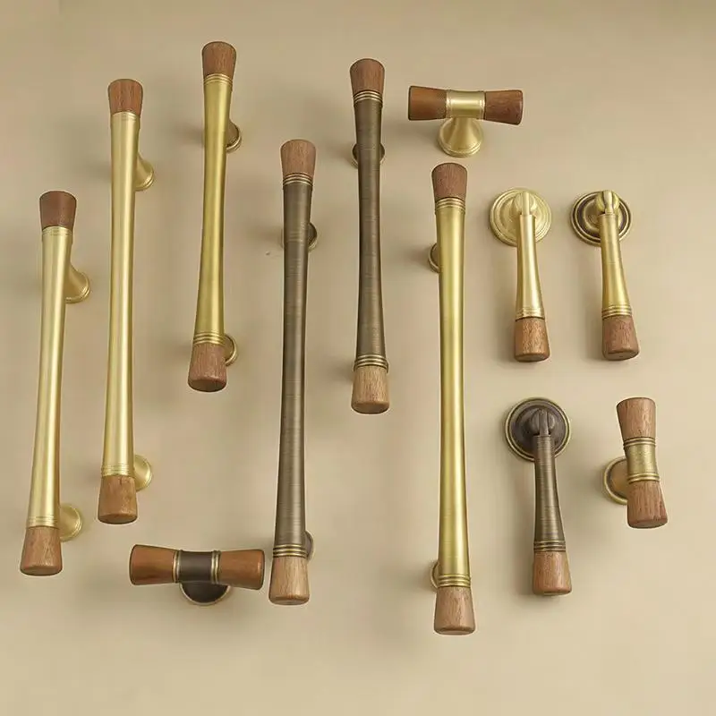 Nordic Style Creative Brass Handle for Walnut Clothing Cabinet Doors
