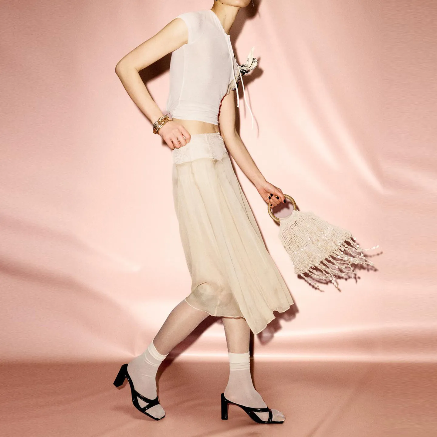Fashionable High Waist Lace Patchwork Color Block Spring New Arrival Women's Midi Skirt Elegant Ladylike Style Standard Fit
