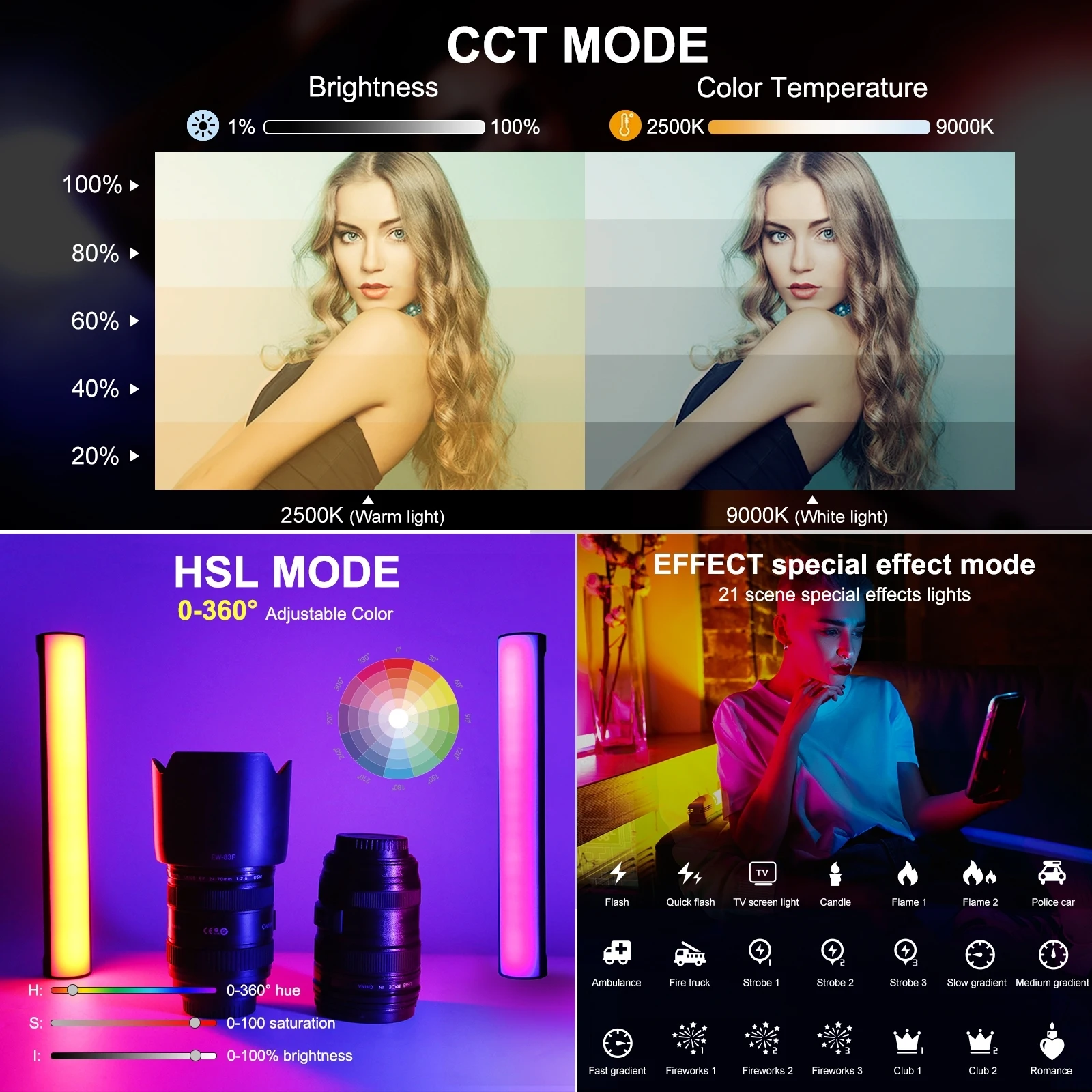 Portable 32cm/12.6in RGB Light Stick Magnetic LED Tube Light Wand 10W Photography Fill Light 2500K-9000K Dimmable