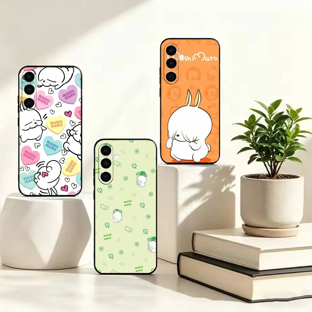 Retro Korean Cartoon Bunny M-Mashimaro-S  Phone Case For Samsung A73 20,21s,22,31,32,52,53,72 Soft Black Shockproof Cover