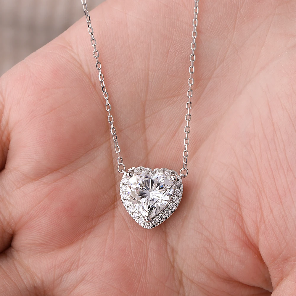 1/2/3/4ct Heart Cut Full Moissanite Diamond Pendant Necklace for Women 925 Sterling Silver Wedding Neck Chain with GRA Certified