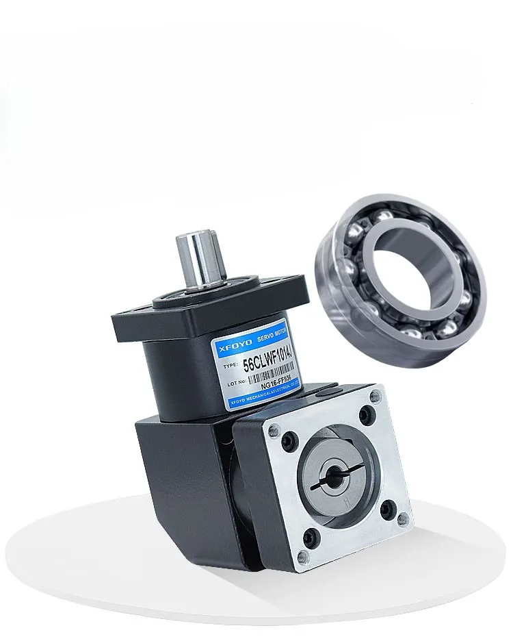 Right Angle Planetary Reducer for NEMA 23 Stepper Motor, 2-Stage, Ratio 16-36, Torque 30Nm, Length 117mm