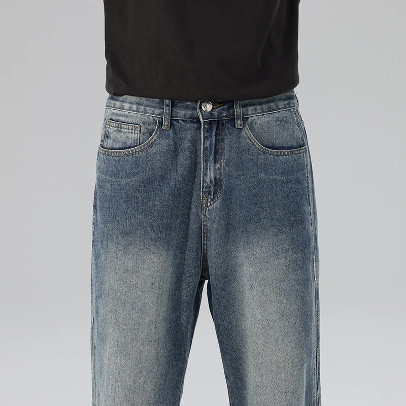 2024 Autumn New Baggy Jeans Men\'s Straight Casual Vintage Streetwear Trousers Male Brand Fashion Elasticity Denim Pants