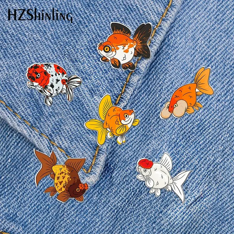 2023 New Goldfish Acrylic Lapel Pin Cute Fish Art Epoxy Butterfly Clasp Pin Handmade Butterfly Brooch