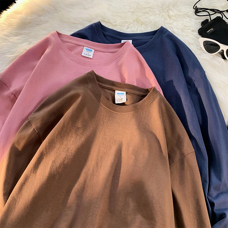 Autumn Long Sleeve T-Shirt Men Women Fashion Solid Basic T Shirt Mens Oversized Hip Hop Casual 100% Cotton Streetwear Top Tees