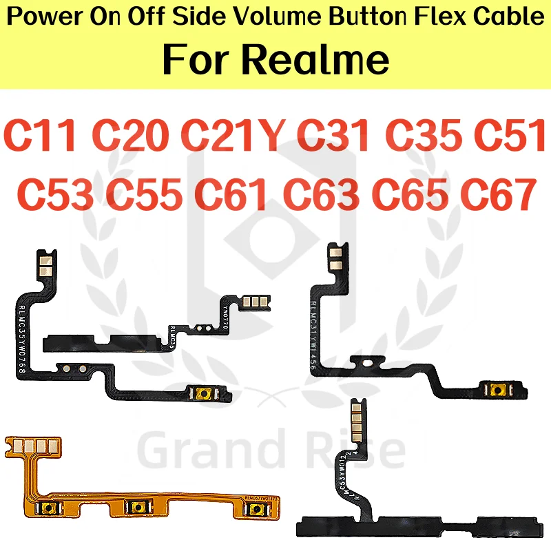 For Realme C11 C20 C21Y C31 C35 C51 C53 C55 C61 C63 C65 C67 Power On Off Volume Side Button Flex Cable
