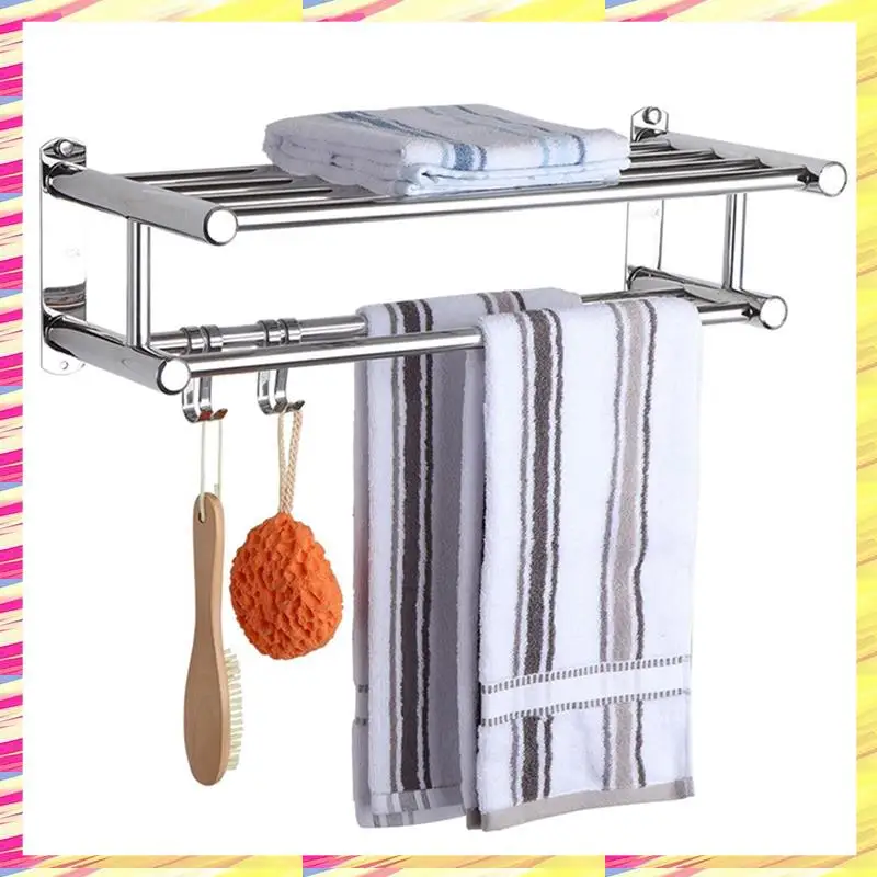 

ABJJ держатель для полотенец из нержавеющей стали для ванной комнаты, органайзер для хранения, полка, настенная вешалка для полотенец, настенная полка для дома, отеля для ванной комнаты