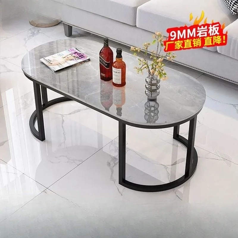 @Thickened coffee table, living room, small household type, light luxury, modern slate table, simple oval, Internet celebrity