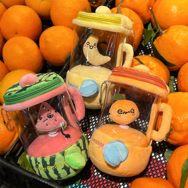 Fruit Juicer Plush Toy Pull String Rotating Fruit Doll Cute Stress Relief Plush Ornament Creative Gift for Home Decoration