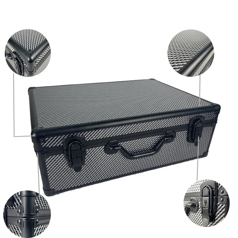 Protective Storage Box Case Suitcase with Sponge Compartment for Microphone Sound Card Mixer Tool Kits