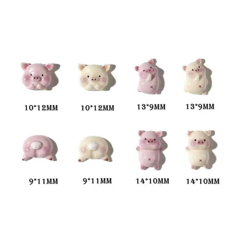 wa 30Pcs Cartoon Kawaii Powder Blusher Pig Nail Art Charms 3D Cute Luminous Pig Head Butt Resin Nail Decorations for DIY Nails