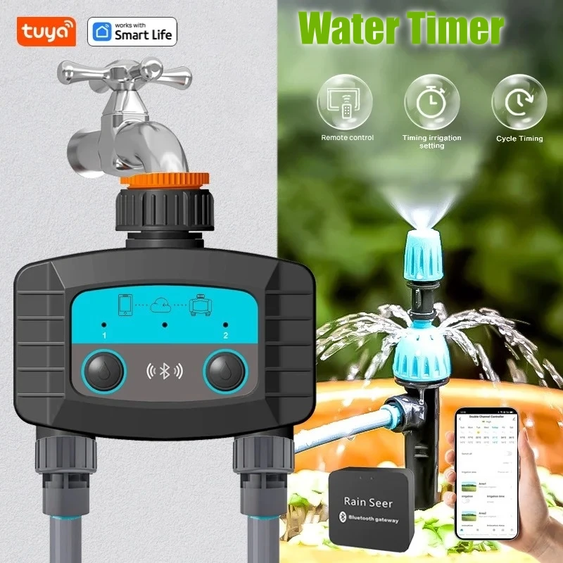 Smart Sprinkler Timer WiFi Bluetooth Timer per l\'acqua a 2 vie irrigazione da giardino Smart elettrovalvola telecomando per telefono Wireless