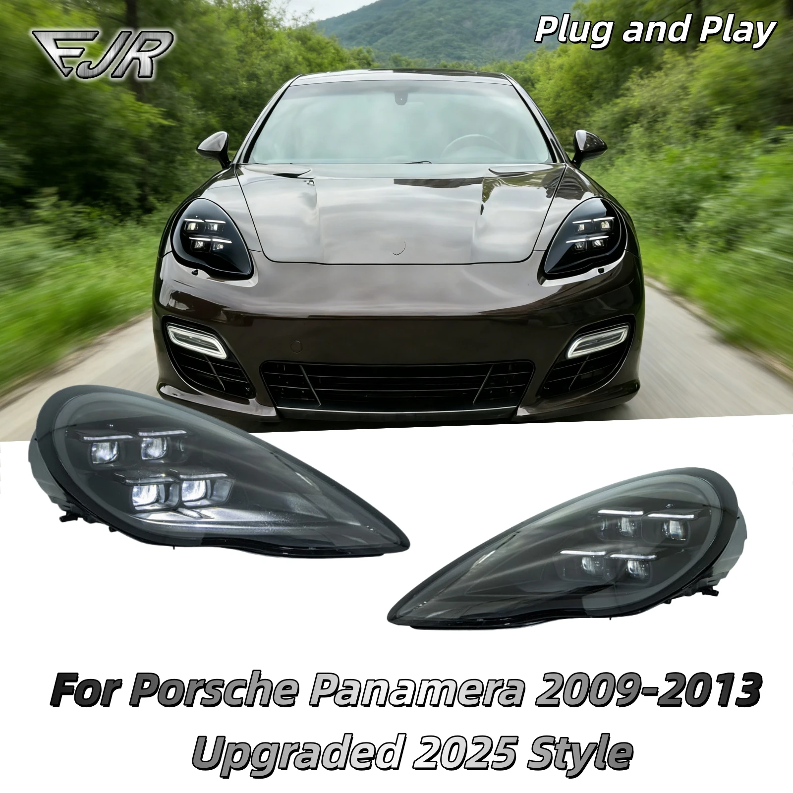 

Фары для Porsche Panamera 970.1 2009-2013, обновленные до версии 2025, светодиодные фары PDLS (без необходимости замены переднего бампера)