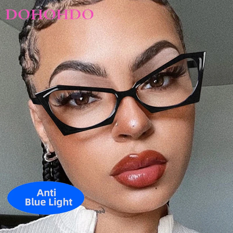 

Cat Eye Polygonal Anti-Blue Light Glasses Women Men Vintage Luxury Brand Designer Computer For Office Work Optical Eyeglasses