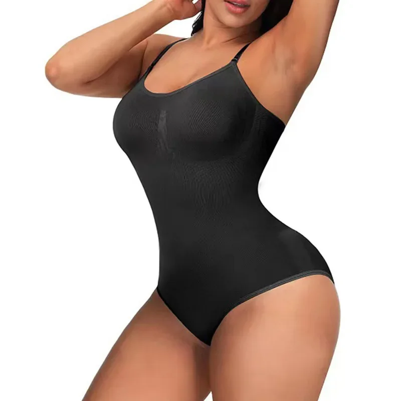 Bodysuit lingerie feminina sem costura emagrecimento controle corpo de uma peça shapewear sling camisola macacão sexy apertado espartilho preto topo