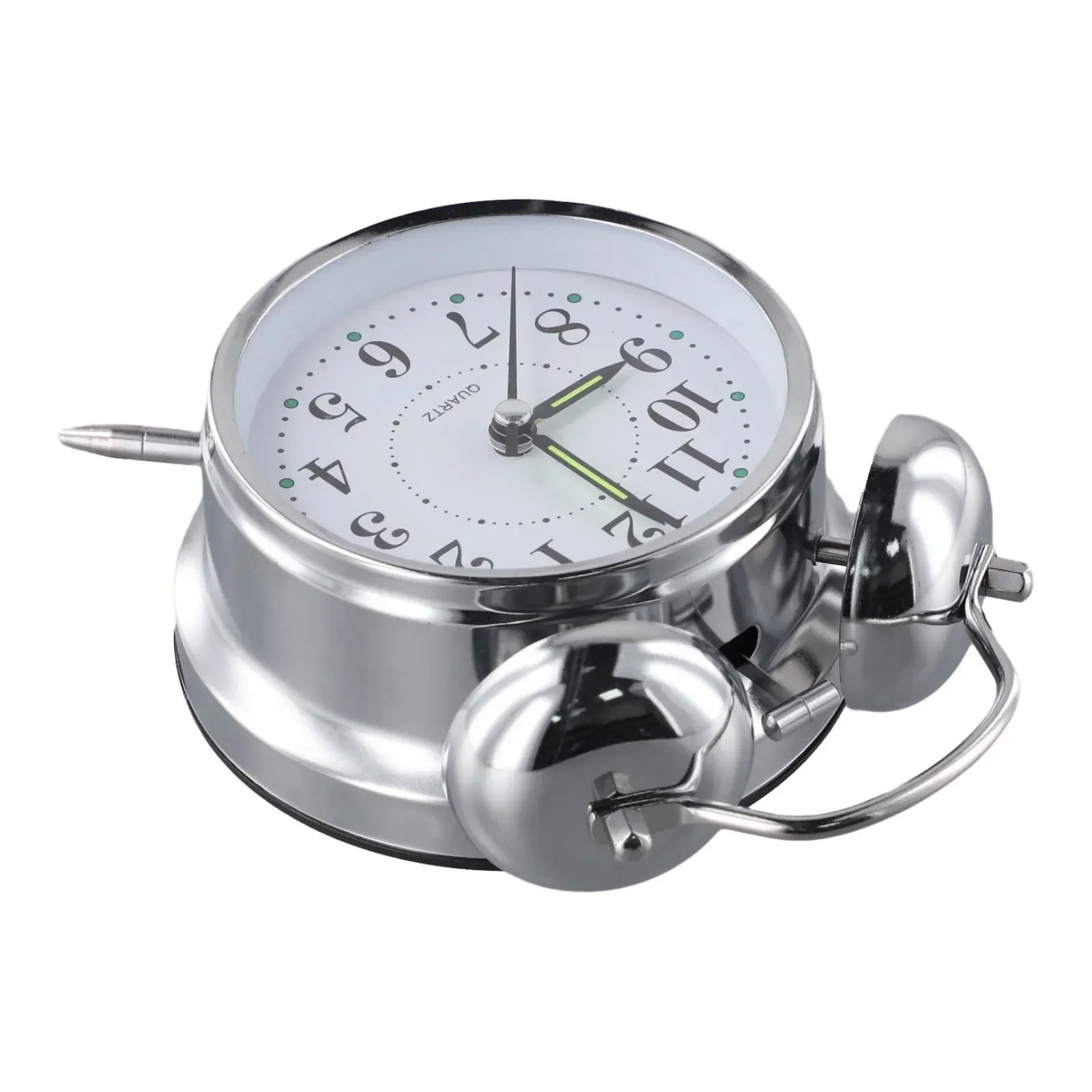 Wind Up Double Bell Alarm Clock Classic Saxon Style Chrome Finish Large Face Luminous Hands Traditional Design