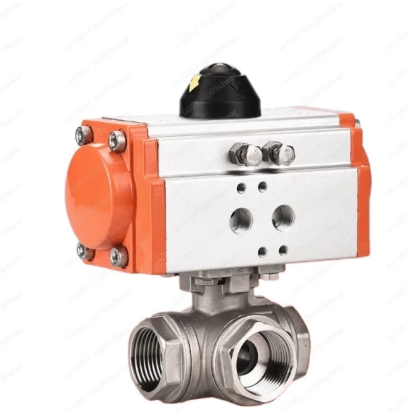 Food grade DN50 DN25 3 way T port ferrule type sanitary 3pc pneumatic actuated ball valve