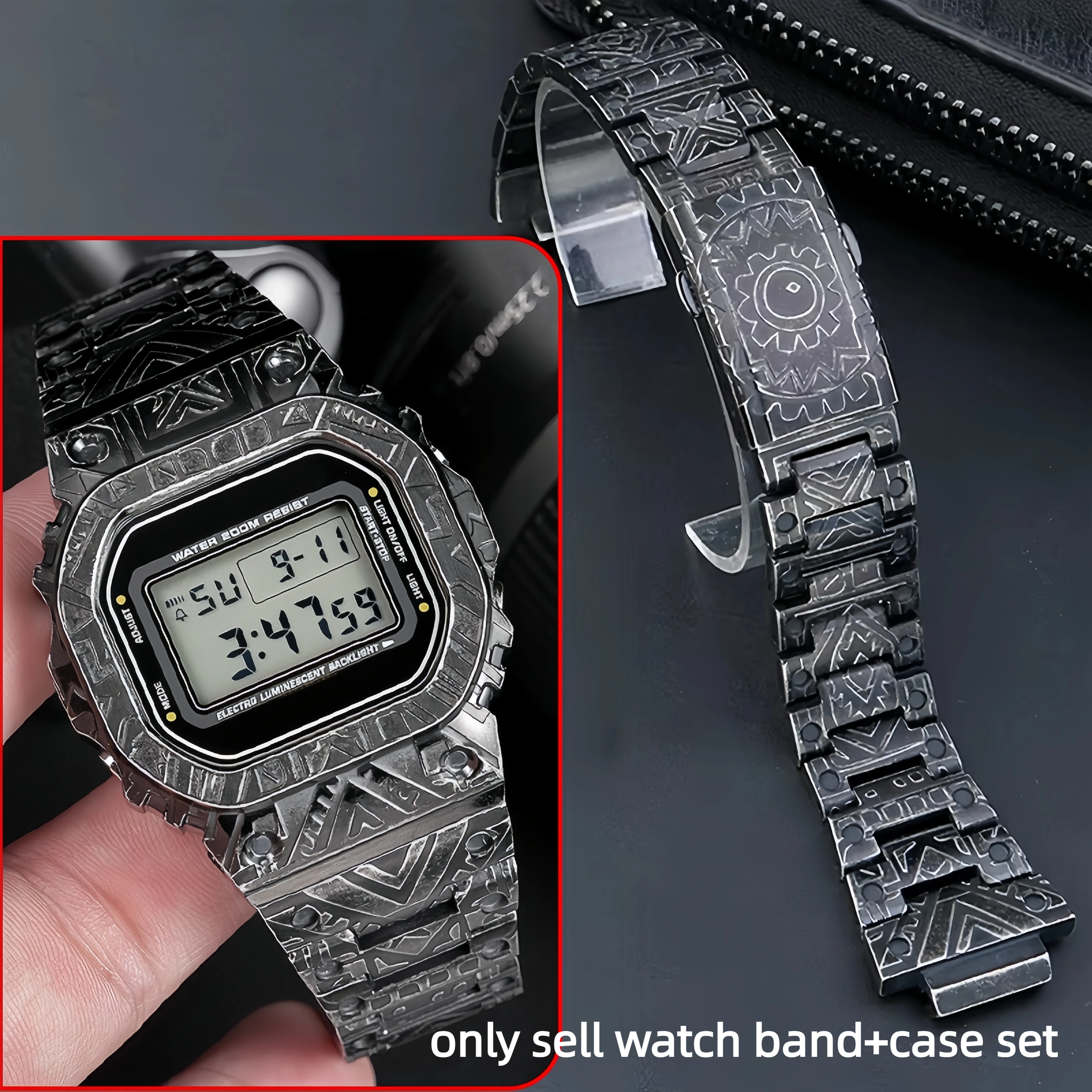 

DW5600 Metal Stainless Steel Watch band Case Mod kit For Casio GW-B5600 DW-5030 GWX-5600 Watch Indian style bracele case men