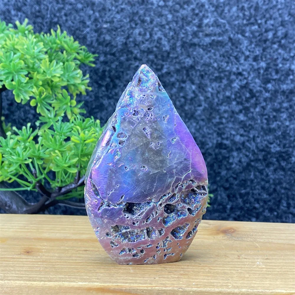 Natural And Beautiful Colorful Electroplated Sphalerite Crystal Decoration Shi Ying Mineral Free Form Torch Home Decoration