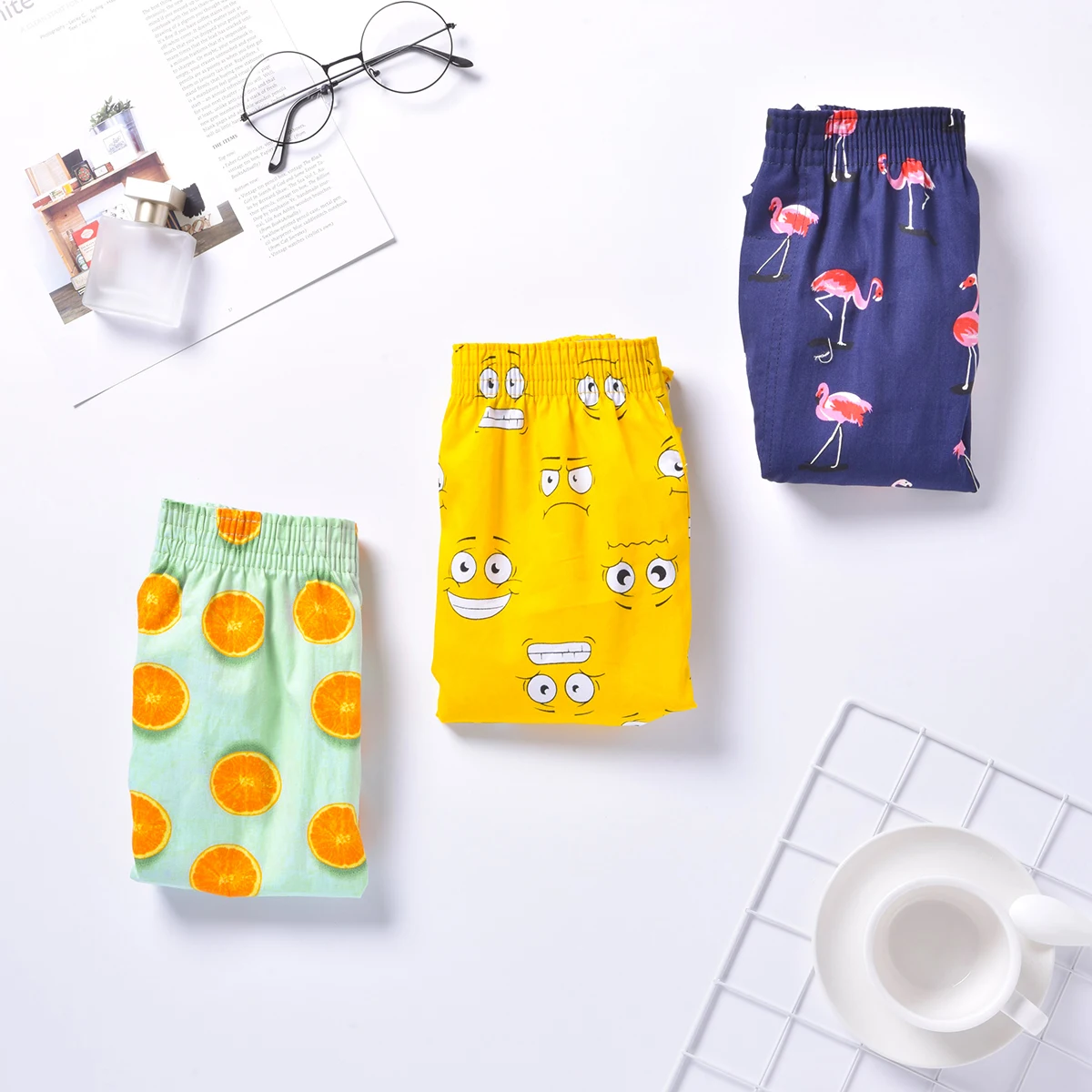 3Pcs Men Aro Pants Cotton Men\'s Underwear Loose Breathable Male Fashion Boxers Printed Sleep Underpants Breathable Soft Shorts