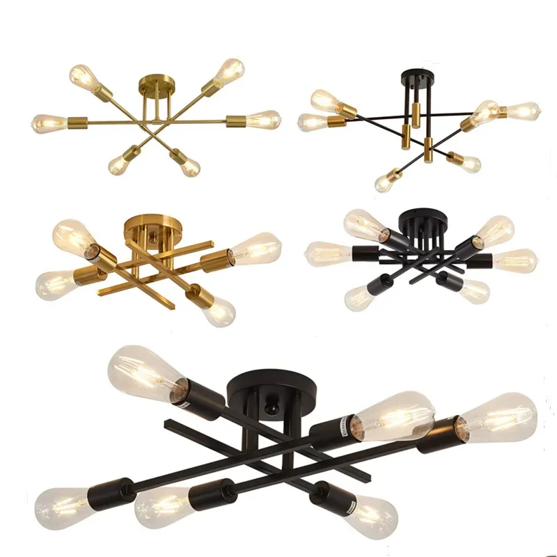 lustre nordico moderno do ferro do sputnik luzes de teto antiguidade classico dourado preto chapeado lampada decoracao home dispositivo eletrico de iluminacao 01