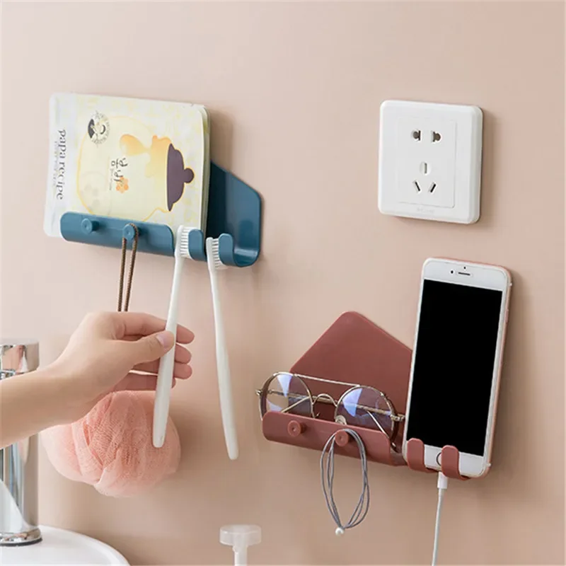 

Large Paste Type Creative Mobile Phone Charging Bracket Traceless Storage Hook In The Bedroom Behind The Door 4Hook Storage Rack