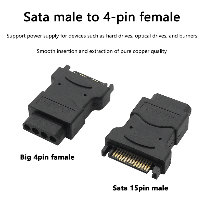1PCS 15 Pin SATA Male to 4 Pin Molex PC IDE Female Power Adapter Power Hard Drive Adapter ﻿