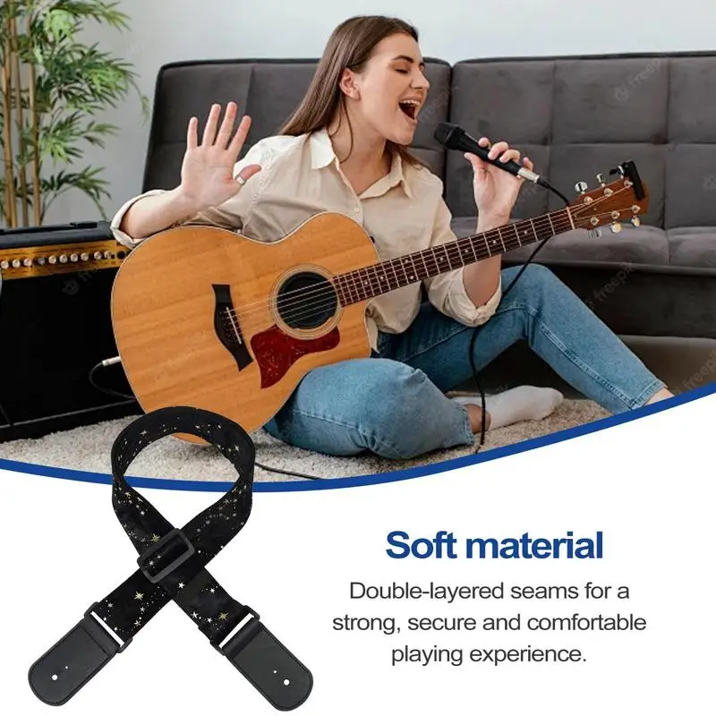 Bass Guitar Strap Ergonomic Soft Velvet Guitar Strap Cartoon Adjustable Multifunctional Guitar Belt Accessories For Bass