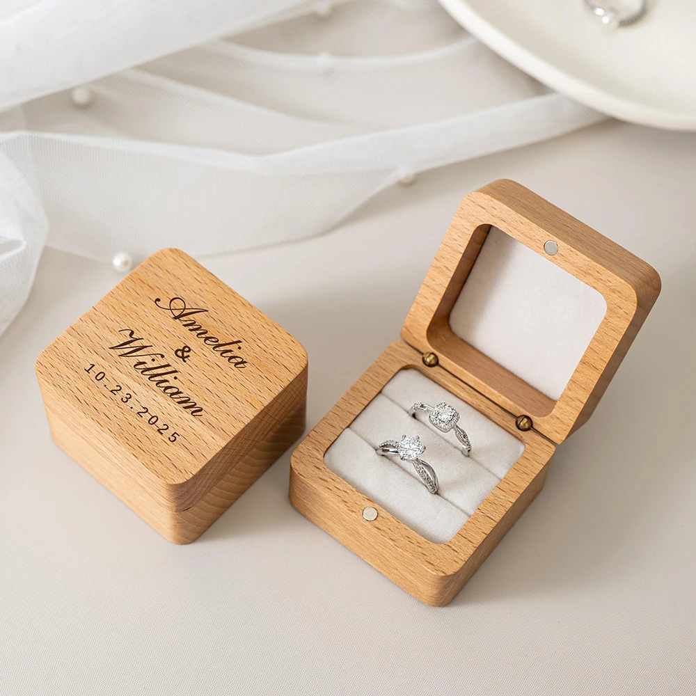Personalized Carved Wooden Rin - Couple Ring Set review and price