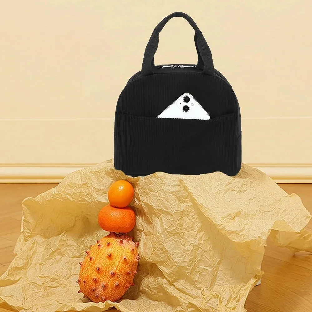 Wiederverwendbare Thermoisolierte Bento-Tasche mit Stickerei, Tragbare Cord-Lunch-Tasche für Kinder, Ideal für Schule/Reisen/Arbeitsreisen – Detail 3