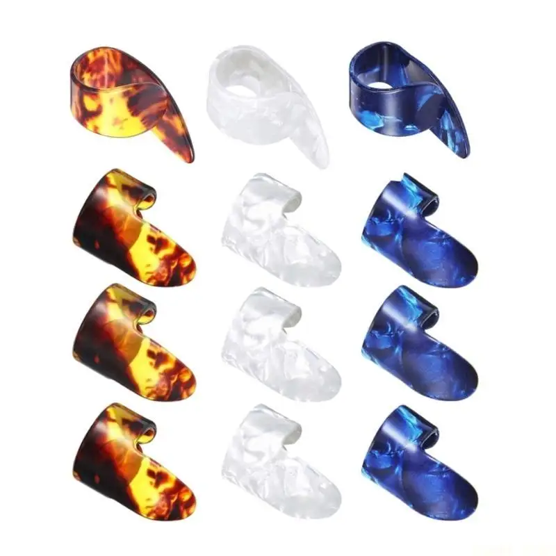 U2JB 12Pcs Guitar Thumb Finger Picks Plectrum Flat Thumbpicks Guitar Finger Pick