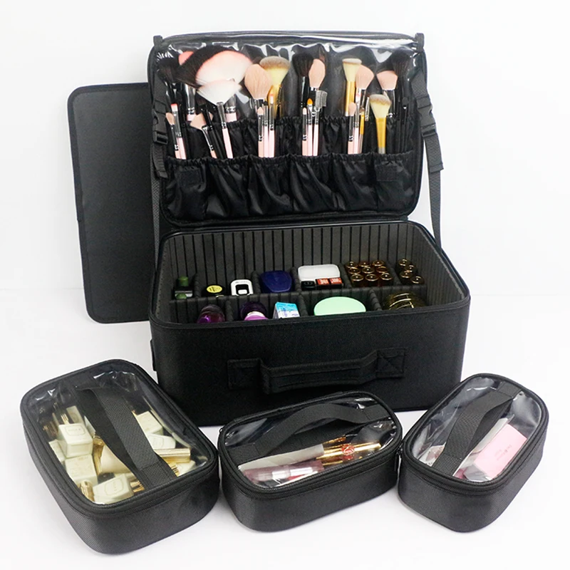 Portable Large Capacity Travel Makeup Box Hair Salon Nail Polish Multi-Function Storage Device Cosmetics Storage Box Bride Makeu