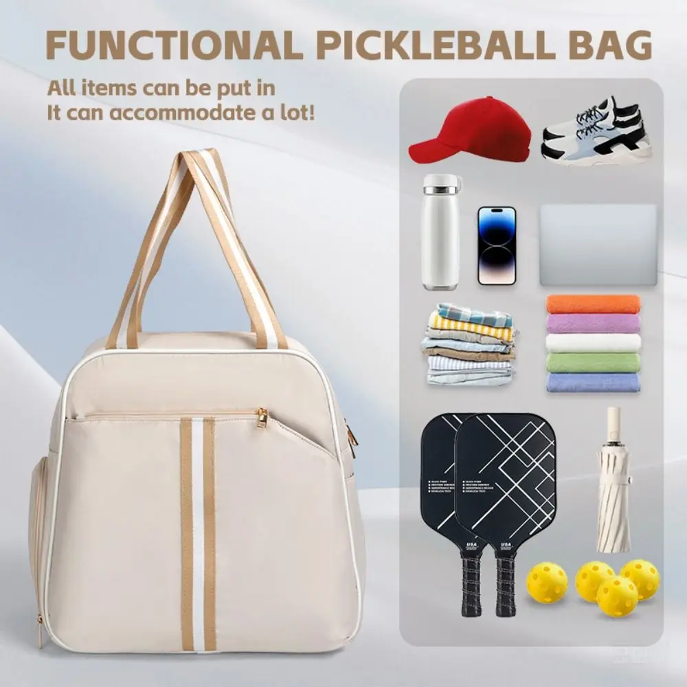 

Nylon Pickleball Racket Shoulder Bag Large Capacity Waterproof Pickleball Paddle Backpack with Shoe Compartment Adjustable Strap